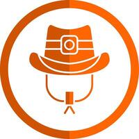 cowboy hoed glyph oranje cirkel icoon vector