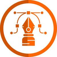 pen gereedschap glyph oranje cirkel icoon vector