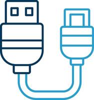 USB lijn blauw twee kleur icoon vector