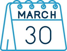 30e van maart lijn blauw twee kleur icoon vector