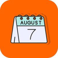 7e van augustus gevulde oranje achtergrond icoon vector
