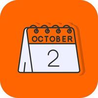 2e van oktober gevulde oranje achtergrond icoon vector