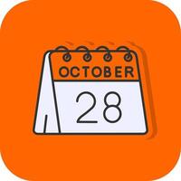 28e van oktober gevulde oranje achtergrond icoon vector