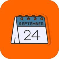 24e van september gevulde oranje achtergrond icoon vector
