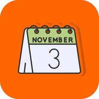 3e van november gevulde oranje achtergrond icoon vector