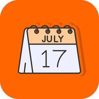17e van juli gevulde oranje achtergrond icoon vector