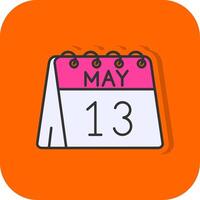 13e van mei gevulde oranje achtergrond icoon vector