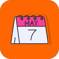7e van mei gevulde oranje achtergrond icoon vector