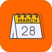 28e van maart gevulde oranje achtergrond icoon vector