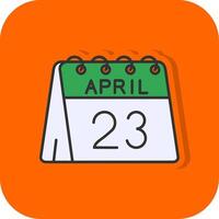 23e van april gevulde oranje achtergrond icoon vector