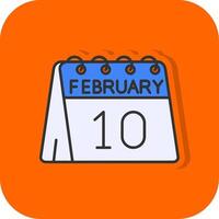 10e van februari gevulde oranje achtergrond icoon vector