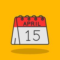 15e van april gevulde schaduw icoon vector