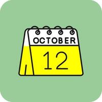 12e van oktober gevulde geel icoon vector