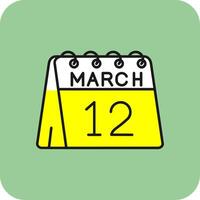 12e van maart gevulde geel icoon vector