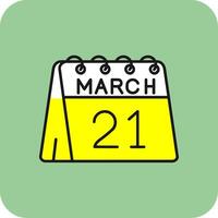 21e van maart gevulde geel icoon vector