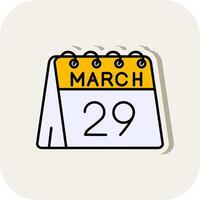29e van maart lijn gevulde wit schaduw icoon vector