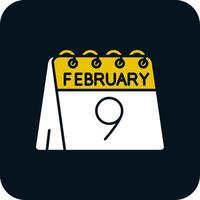 9e van februari glyph twee kleur icoon vector