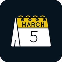 5e van maart glyph twee kleur icoon vector