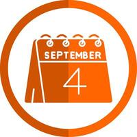 4e van september glyph oranje cirkel icoon vector
