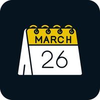 26e van maart glyph twee kleur icoon vector