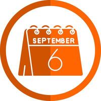 6e van september glyph oranje cirkel icoon vector