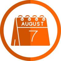 7e van augustus glyph oranje cirkel icoon vector