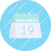 19e van november vlak blauw cirkel icoon vector