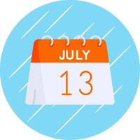 13e van juli vlak blauw cirkel icoon vector