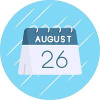 26e van augustus vlak blauw cirkel icoon vector