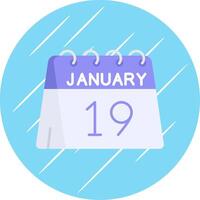 19e van januari vlak blauw cirkel icoon vector