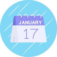 17e van januari vlak blauw cirkel icoon vector