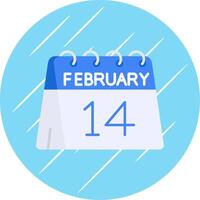 14e van februari vlak blauw cirkel icoon vector