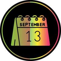 13e van september glyph ten gevolge kleur icoon vector