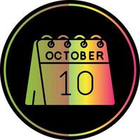 10e van oktober glyph ten gevolge kleur icoon vector