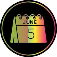 5e van juni glyph ten gevolge kleur icoon vector