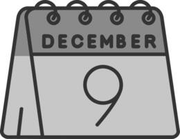 9e van december lijn gevulde grijswaarden icoon vector