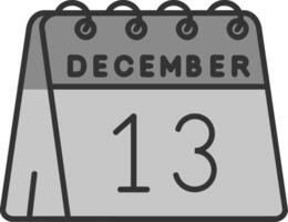 13e van december lijn gevulde grijswaarden icoon vector
