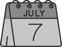 7e van juli lijn gevulde grijswaarden icoon vector