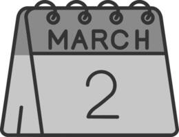 2e van maart lijn gevulde grijswaarden icoon vector