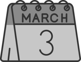 3e van maart lijn gevulde grijswaarden icoon vector