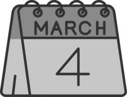 4e van maart lijn gevulde grijswaarden icoon vector