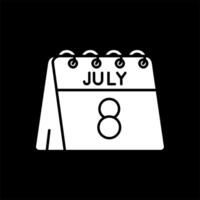 8e van juli glyph omgekeerd icoon vector