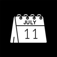 11e van juli glyph omgekeerd icoon vector