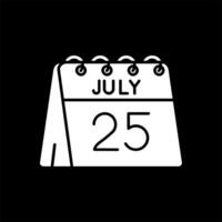 25e van juli glyph omgekeerd icoon vector