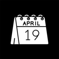 19e van april glyph omgekeerd icoon vector