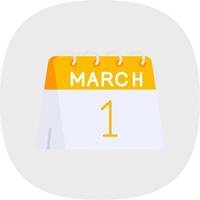 1e van maart vlak kromme icoon vector