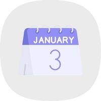 3e van januari vlak kromme icoon vector