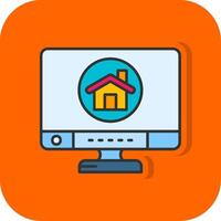 huis gevulde oranje achtergrond icoon vector