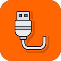 USB gevulde oranje achtergrond icoon vector