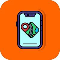 GPS gevulde oranje achtergrond icoon vector